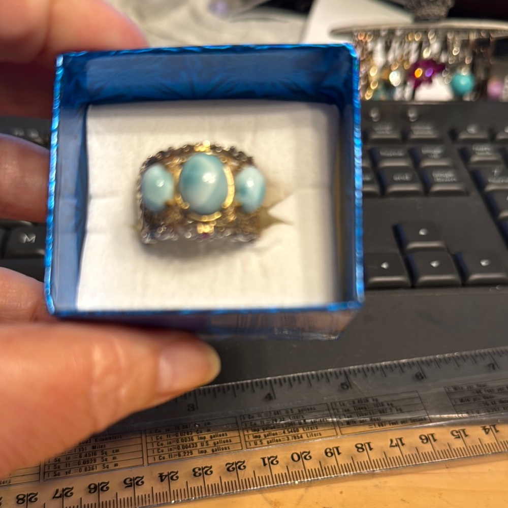 Elegant Gold and Blue Gemstone Ring